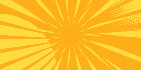 Pop art yellow comics book cartoon magazine cover. Cartoon funny retro pattern strip mock up. Vector halftone illustration. Vintage backdrop for comic superhero text, speech bubble, message concept