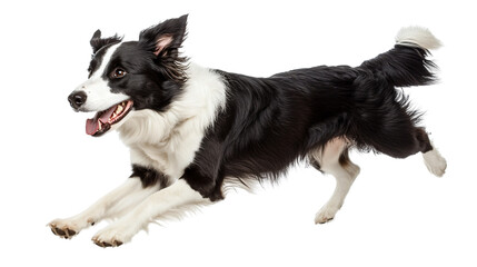 Energetic Border Collie Running on White Background