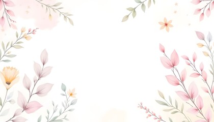 Obraz premium The watercolor artwork showcases a delicate balance of intricate floral elements and botanical background designs, each stroke carefully crafted to create a visually captivating masterpiece