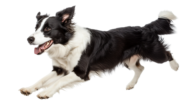 Energetic Border Collie Running on White Background