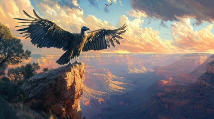 Condor sunset canyon majestic flight landscape