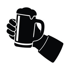 hand holding beer mug silhouette