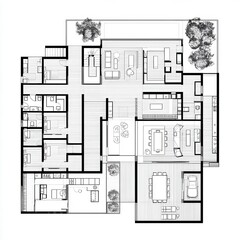 Detailed Floor Plan of a Modern Residential House Design Layout