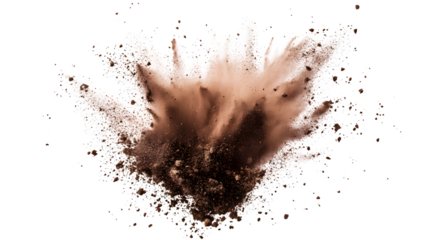 Brown Dirt Explosion Isolated on White Background for Creative Projects