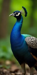 Obraz premium Peacock Standing in Greenhouse Garden Path