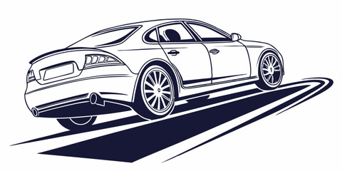 car silhouette line art illustration