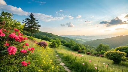 summer landscape with flowers