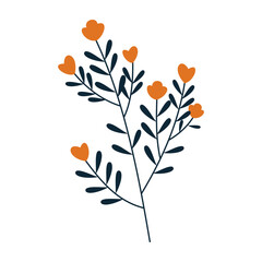 Flat floral and leaf vector set with soft colors and simple shapes