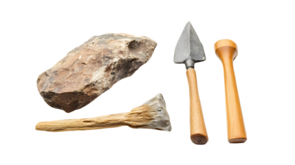 Replica Caveman Tools on White Background for Professional Use