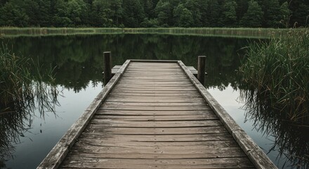 Fototapeta premium Wooden pier on a lake - Photo