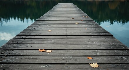 Obraz premium Wooden pier over lake, photo