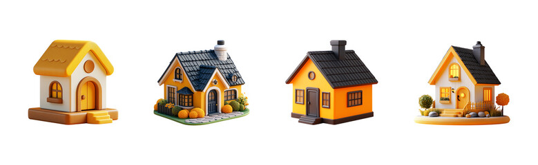 Colorful miniature houses in various styles.