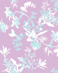 Fototapeta premium Beautiful floral seamless pattern with watercolor hand drawn summer wild field flowers. Stock illustration.