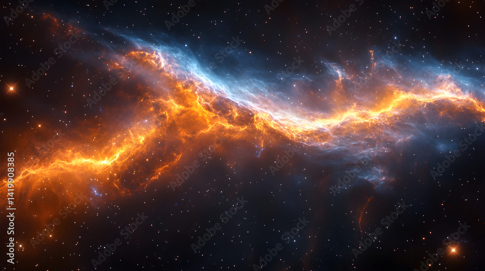 Wall mural abstract background of colorful nebula and galaxy structures in the universe glowing against the sta