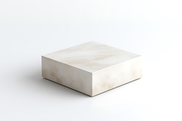 Marble Textured Cube, Isometric Stone Box on White Background, Minimalist Geometry Style