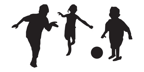 set of children silhouette, kids silhouette vector illustration