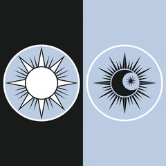 Blue abstract summer sun icon vector illustration with a sunny circle design pattern