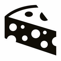 Cheese slice silhouette icon on white background	