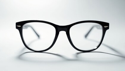 Fototapeta premium Black glasses silhouette on white background with subtle gradient effect, minimalist, abstract