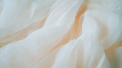 Obraz premium Tranquil scene featuring crumpled white fabric with delicate ivory hints under soft ambient lighting