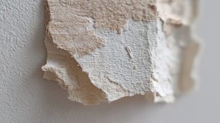 Torn Piece of Masking Tape Thoroughly Pressed Against an Aged Textured Wall Surface