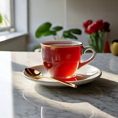 cup of tea on a table