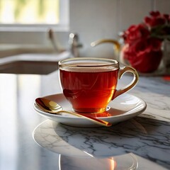 cup of tea on a table