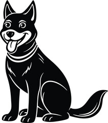 head of dog, angry dog illustration, vector illustration of a dog, sitting dog silhouette icon, black and white dog, dog head vector, funny sunglass wearing dog on white background.