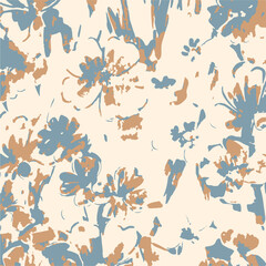 Abstract Hand Drawing Two Colors Victorian Baroque Flowers and Leaves Seamless Vector Pattern Isolated Background Seamless vector floral pattern in Hawaiian style with big flowers