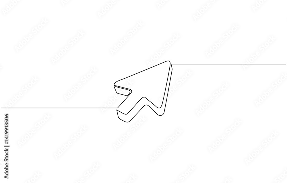 Fototapete Continuous drawing of cursor arrow. One line icon of cursor arrow, Background of drawing one line on a white background. A single line drawing of a cursor. Continuous line cursor icon.