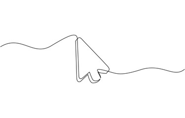 Obraz premium Continuous drawing of cursor arrow. One line icon of cursor arrow, Background of drawing one line on a white background. A single line drawing of a cursor. Continuous line cursor icon.