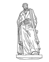 The statue sings the hero the line of art the ancient defender stylization