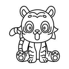 character cartoon tiger with style outline