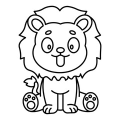 character cartoon lion with style outline