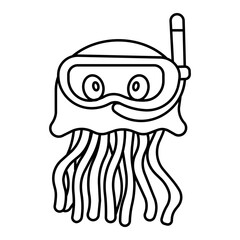 character cartoon jellyfish with style outline