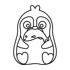 character cartoon penguin with style outline