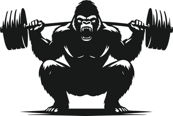 Gorilla lifting weight silhouette © MostAklima
