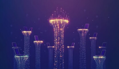 Digital towers supporting laptops