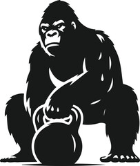 Gorilla lifting weight silhouette