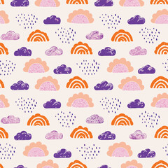 Seamless Pastel Cloud Fluffy Pattern