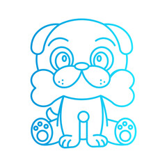 character cartoon pug with style gradient
