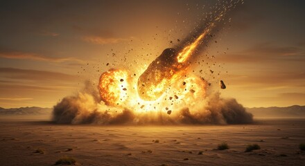 Massive Asteroid Impact Explosion on Earth