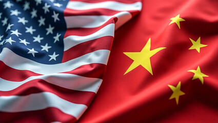 United States tariffs policy, USA and China trade war concept. Flag of china and america. Increased tariffs and import duty on products