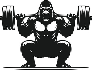 Gorilla lifting weight silhouette © MostAklima