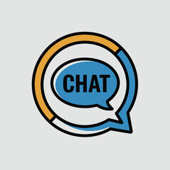 Chat Icon: A modern and vibrant chat icon design featuring a speech bubble with the word 