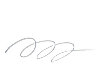 Light grey spiral scribble line with three fluid loops and trailing end isolated on transparent background