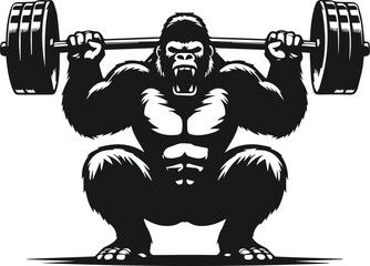 Gorilla lifting weight silhouette © MostAklima