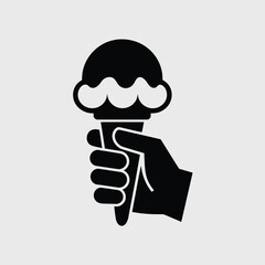 Sweet Treat Silhouette: A stylized black and white image showcases a hand holding an ice cream cone, offering a timeless appeal for a range of visual projects.