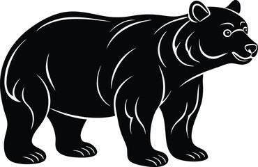 bear silhouette vector icon, vector illustration of a black bear, vector illustration of a bear, black bear vector illustration on white background.
