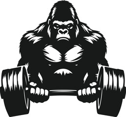 Gorilla lifting weight silhouette © MostAklima